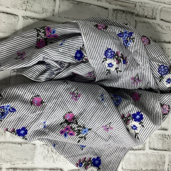 TALBOTS striped purple floral print light scarf NWT - Picture 6 of 6